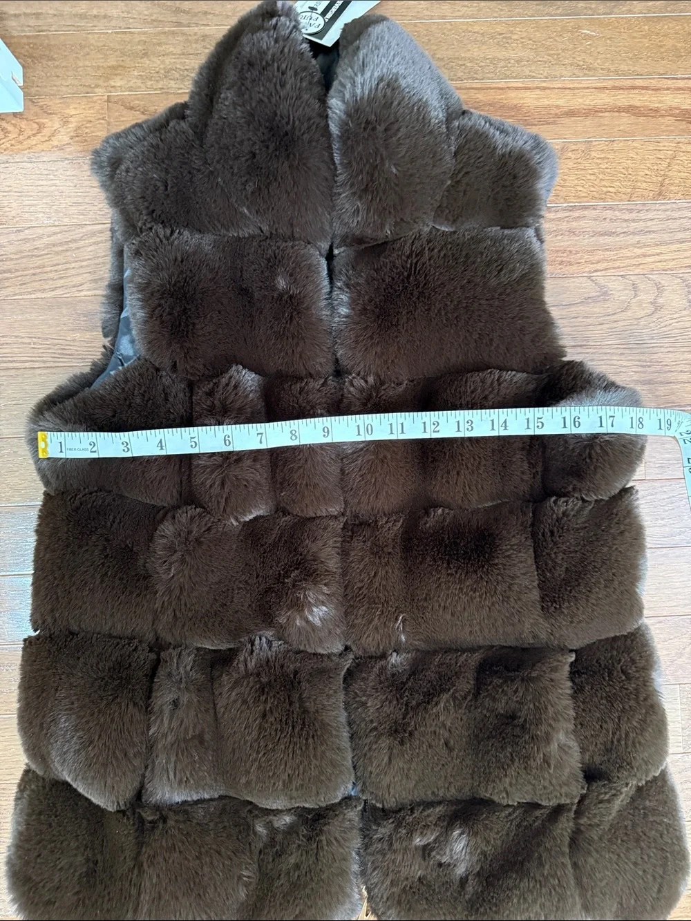 Reversible Via Spiga Chocolate Brown Faux Fur Puffer Vest Womens Zipper Front